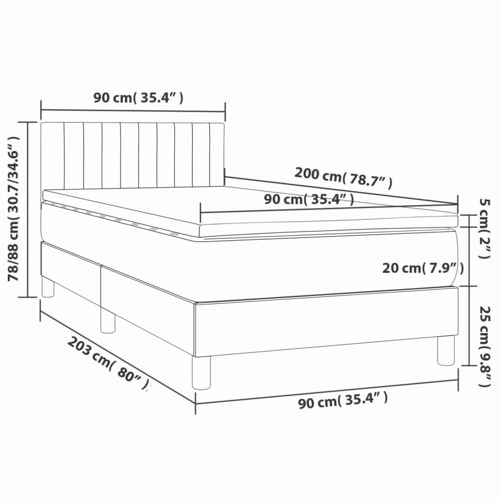 Boxspringbett ''Striped'' mit Matratze 90x200 cm