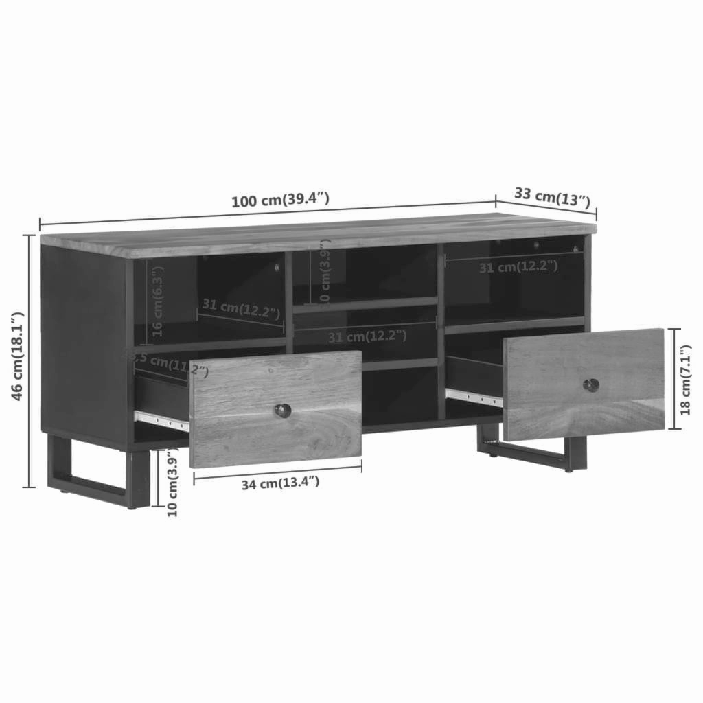 Lowboard 100x33x46 cm Massivholz