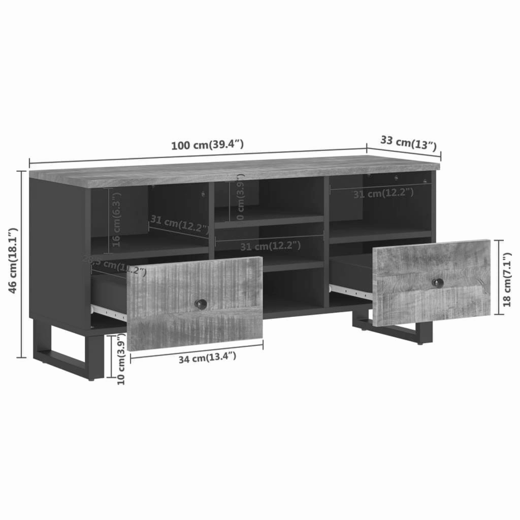 Lowboard 100x33x46 cm Massivholz