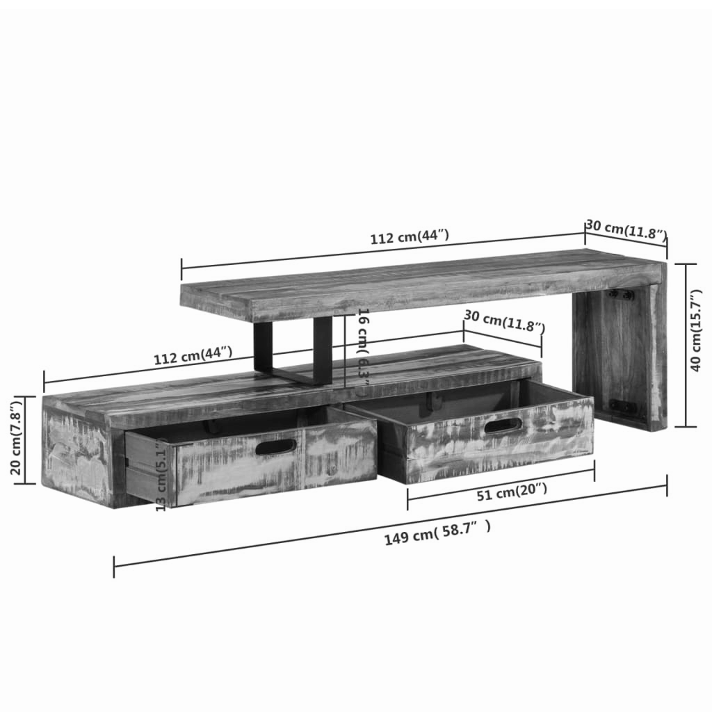 2-tlg. Recyceltes Lowboard