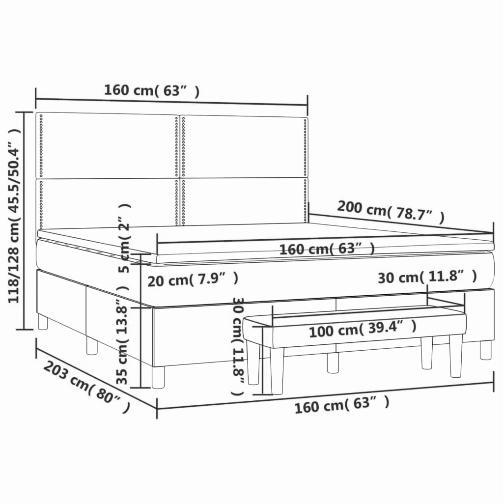 Boxspringbett ''Nailed'' mit Matratze 160x200 cm