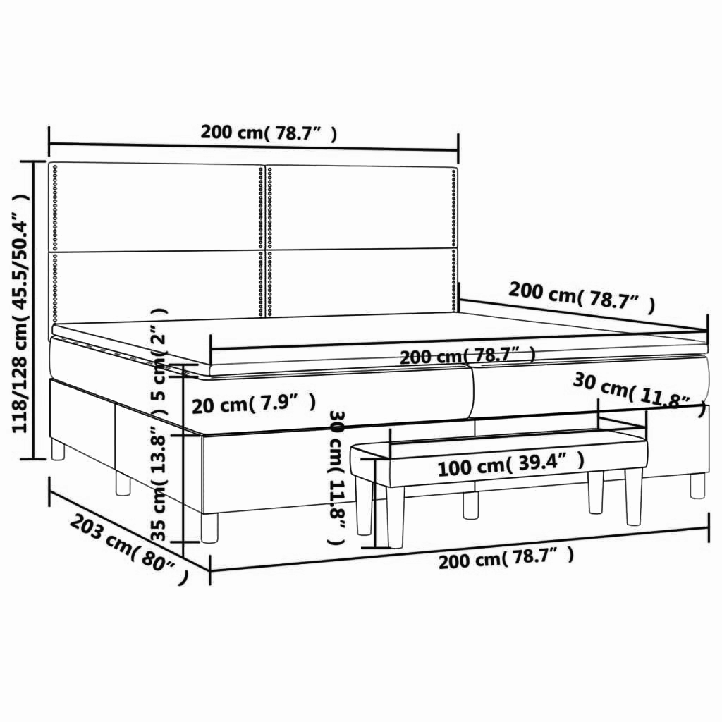 Boxspringbett ''Nailed'' mit Matratze 200x200 cm