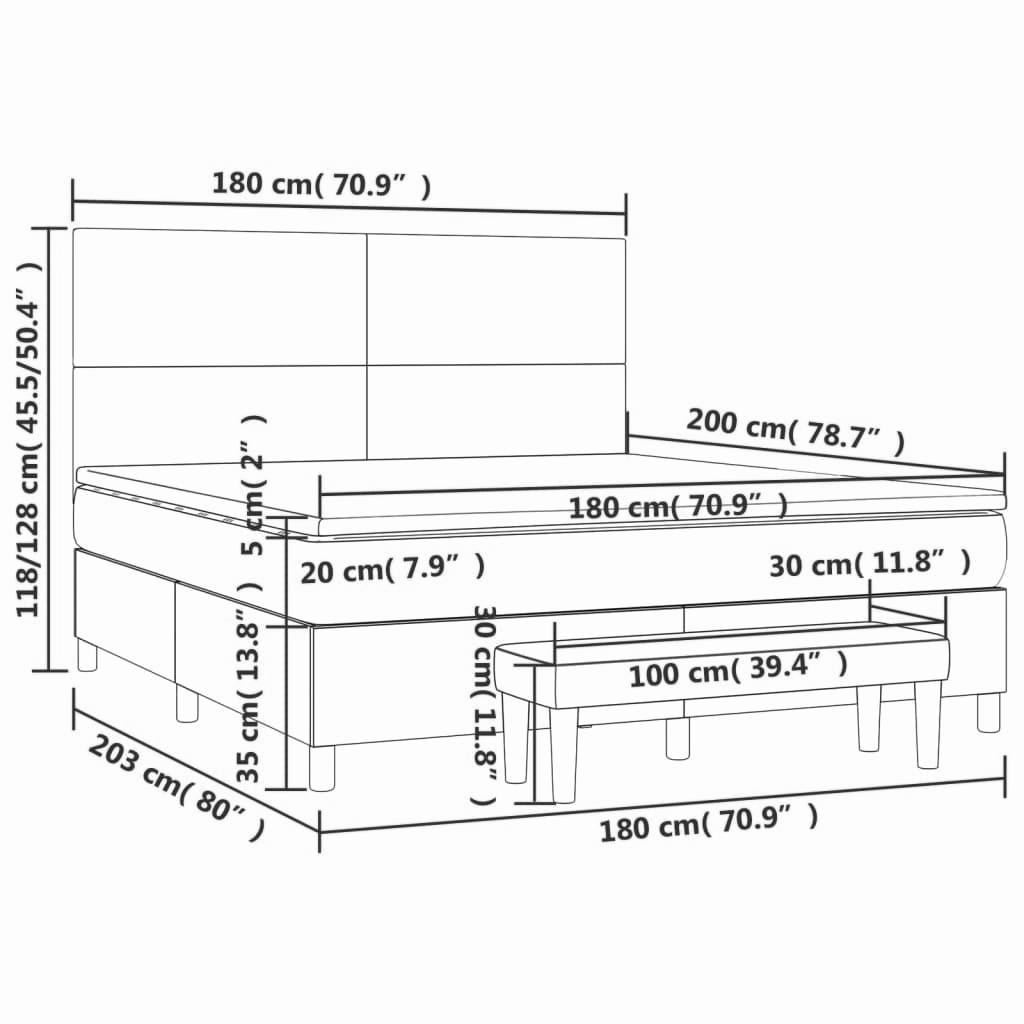 Boxspringbett ''Pure'' mit Matratze 180x200 cm