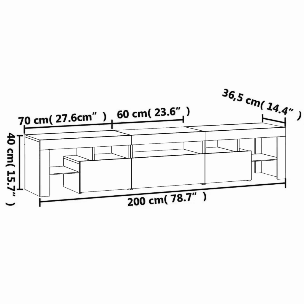 Lowboard 200x36,5x40 cm LED-Beleuchtung