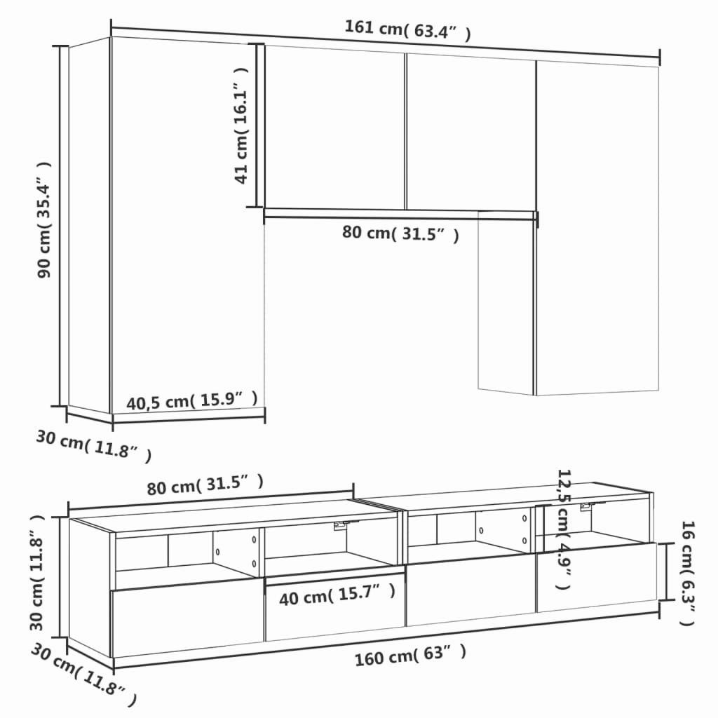 5-tlg. Wohnwand