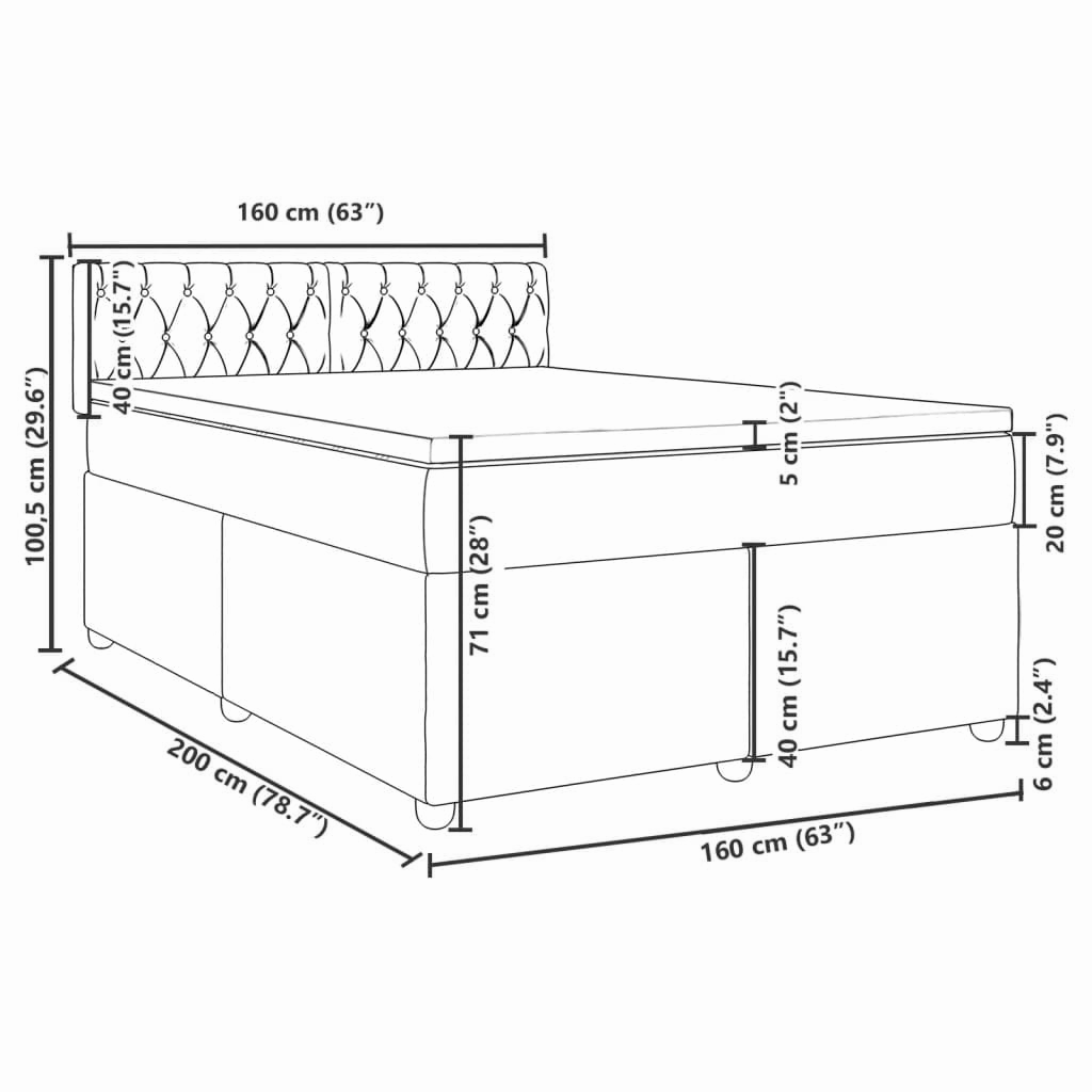 Boxspringbett ''Stitched'' mit Matratze 160x200 cm