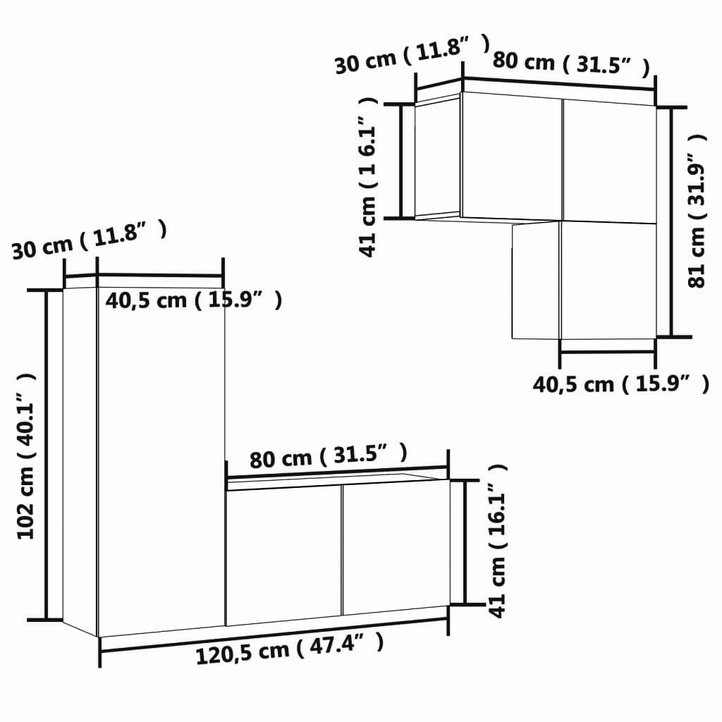 4-tlg. Wohnwand