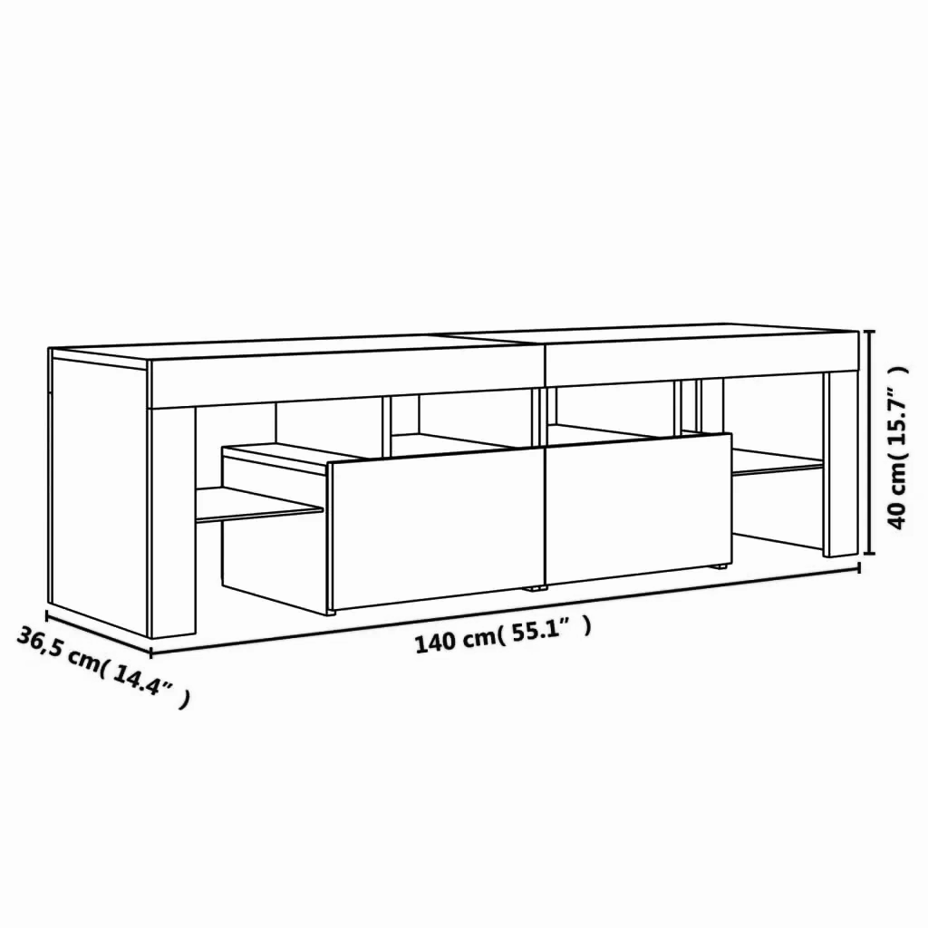 Lowboard 140x36,5x40 cm LED-Beleuchtung