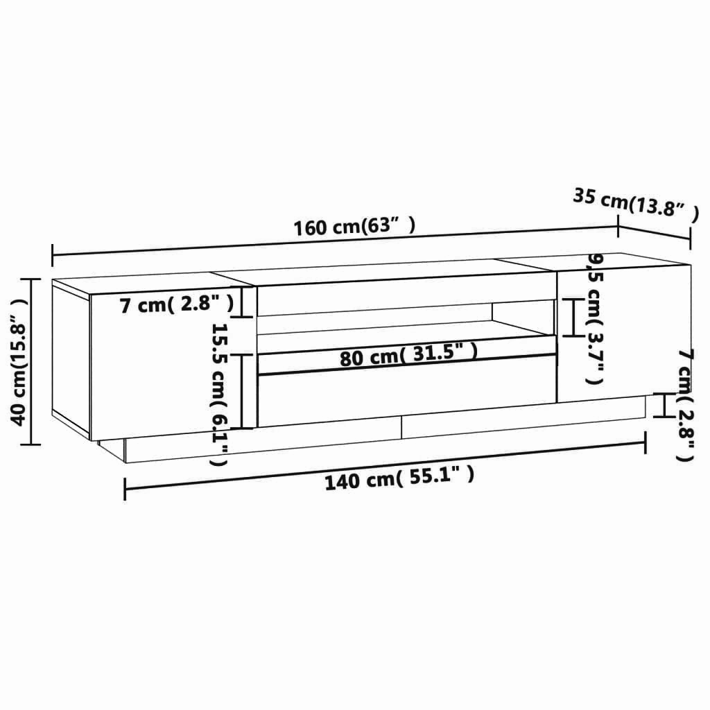 Lowboard 160x35x40 cm LED-Beleuchtung