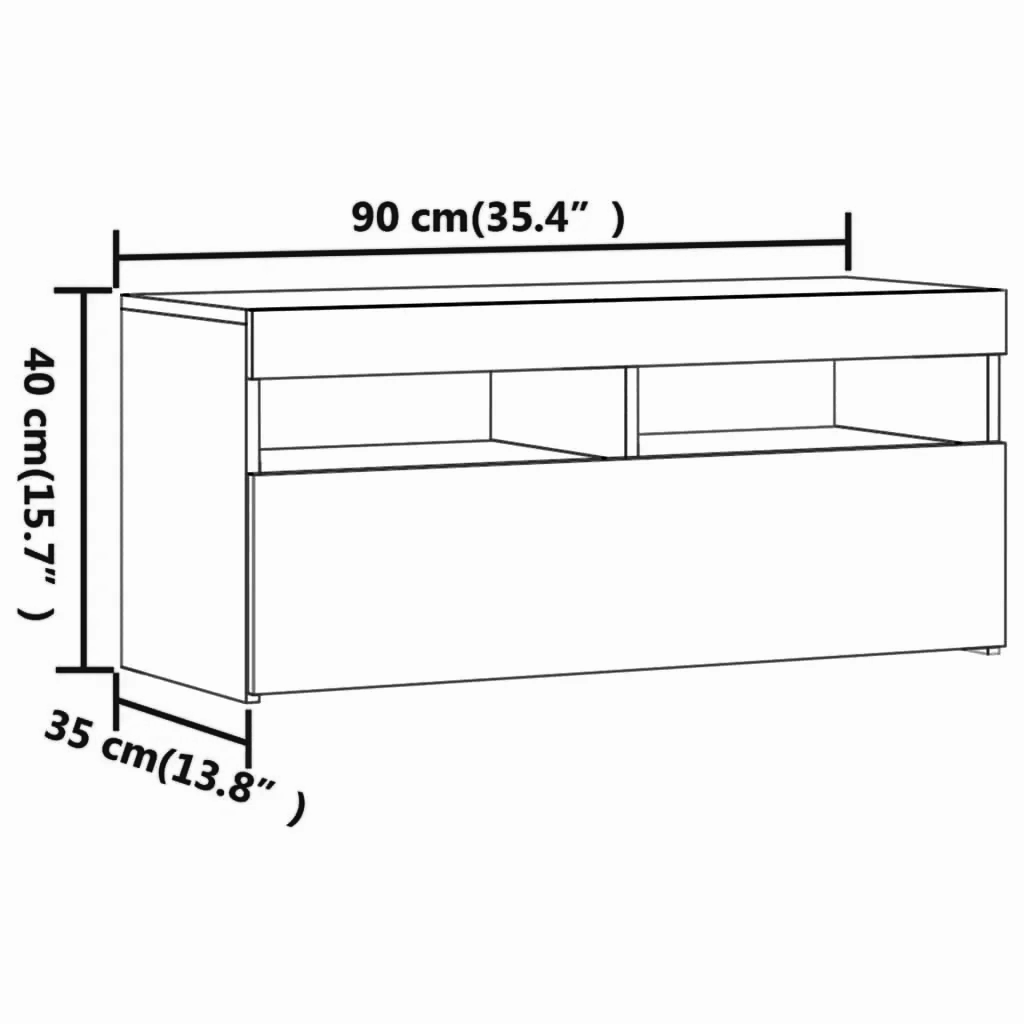 Lowboard 90x35x40 cm LED-Beleuchtung