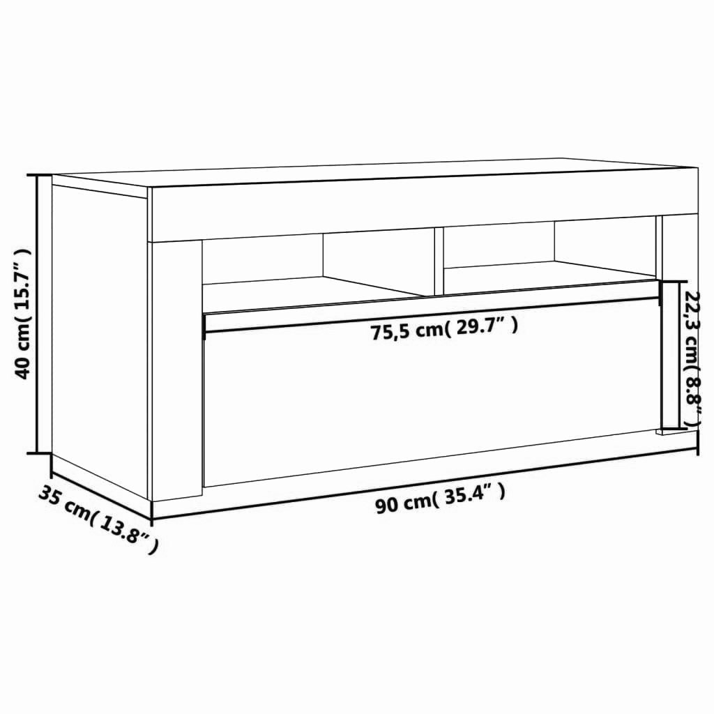 Lowboard 90x35x40 cm LED-Beleuchtung