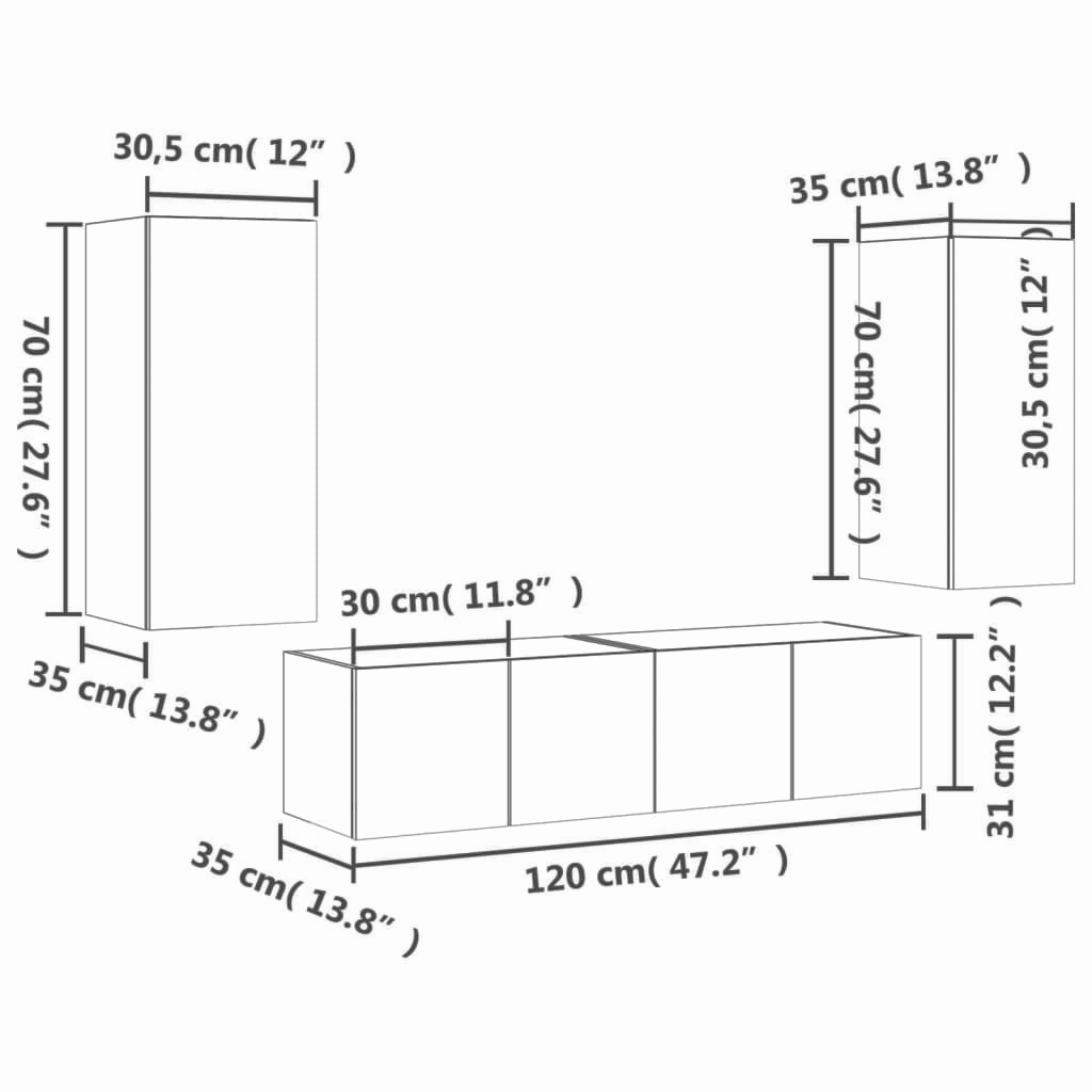 4-tlg. Wohnwand LED-Beleuchtung