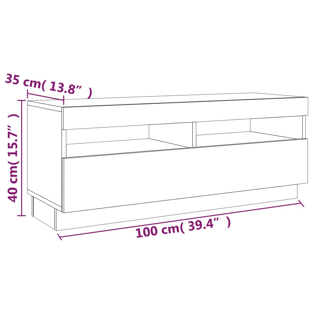 3-tlg. Lowboard LED-Beleuchtung 300x35x40 cm