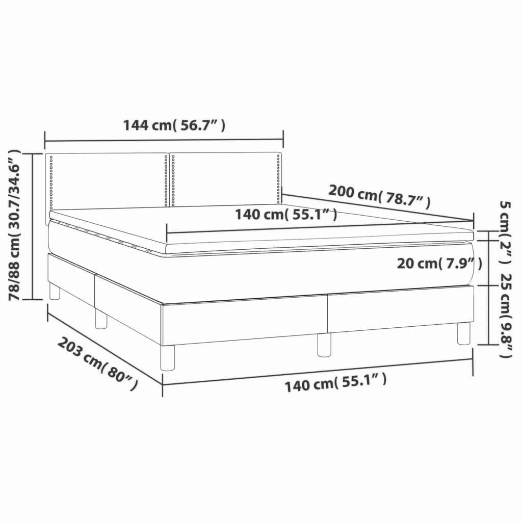 Boxspringbett ''Nailed'' mit Matratze & LED 140x200 cm