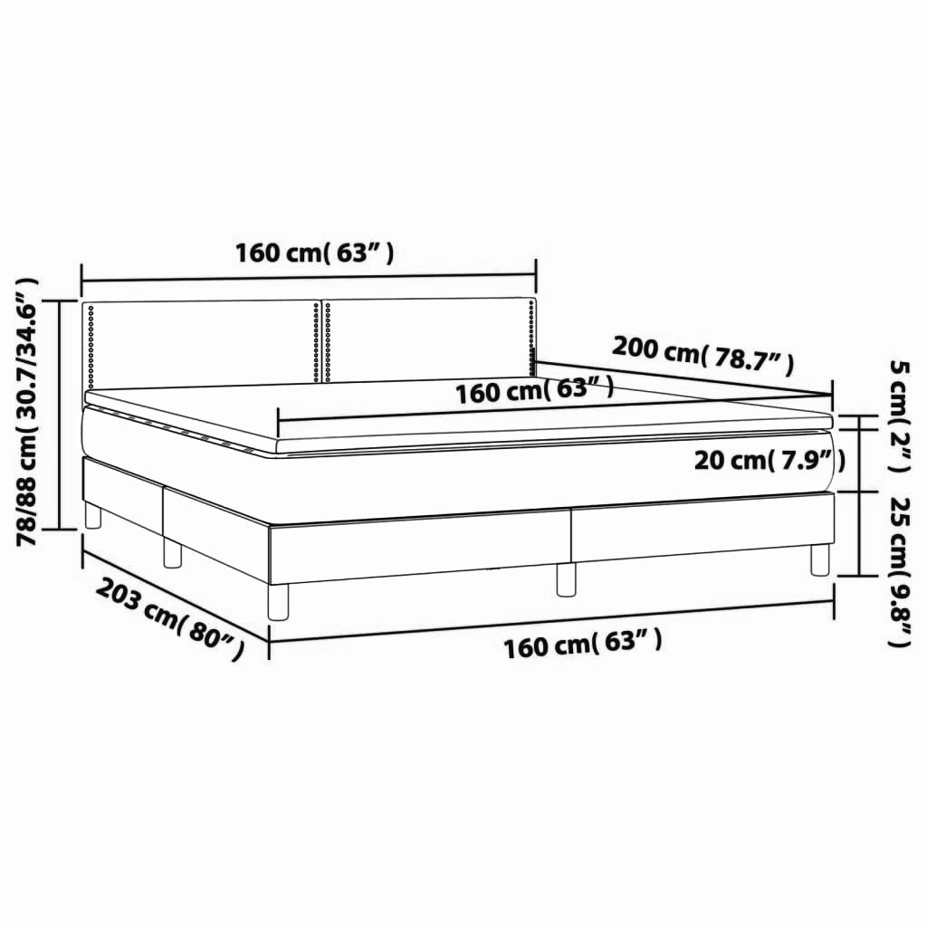 Boxspringbett ''Nailed'' mit Matratze & LED 160x200 cm