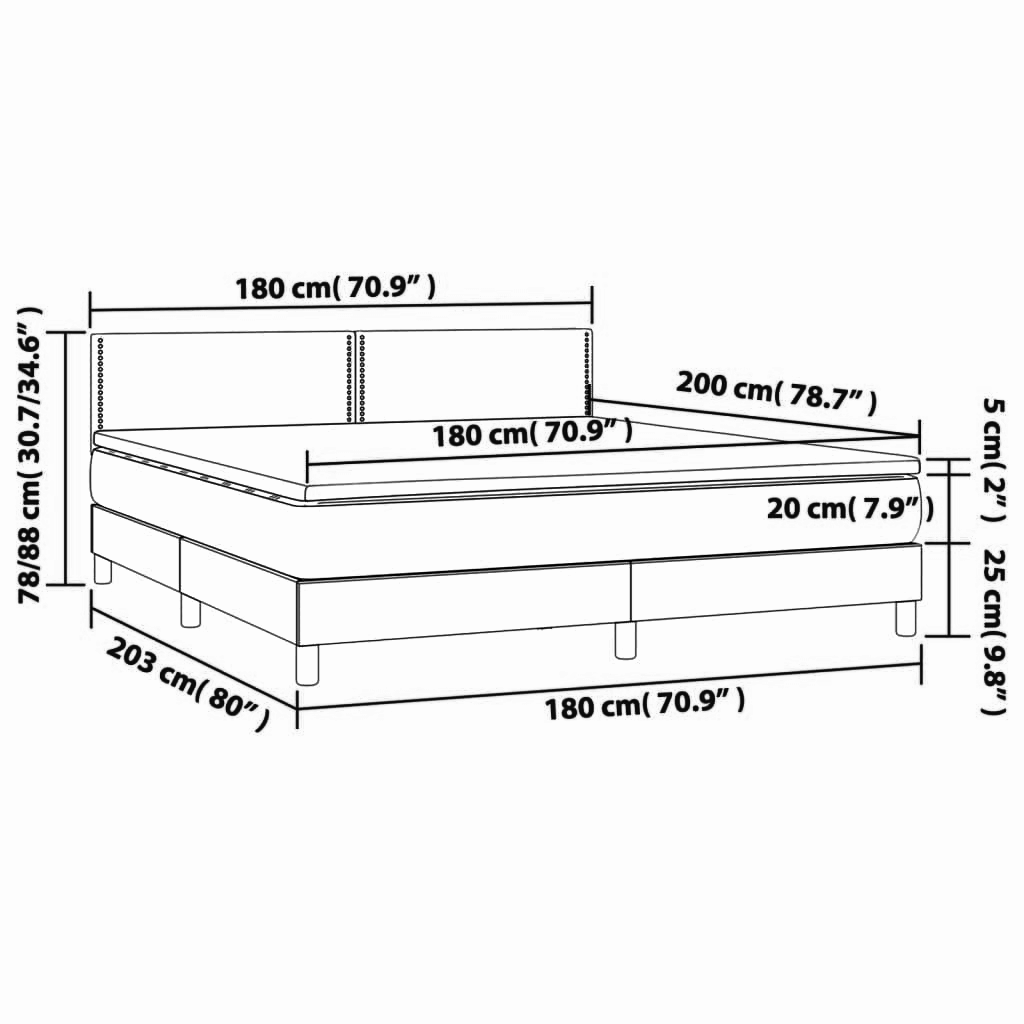 Boxspringbett ''Nailed'' mit Matratze & LED 180x200 cm