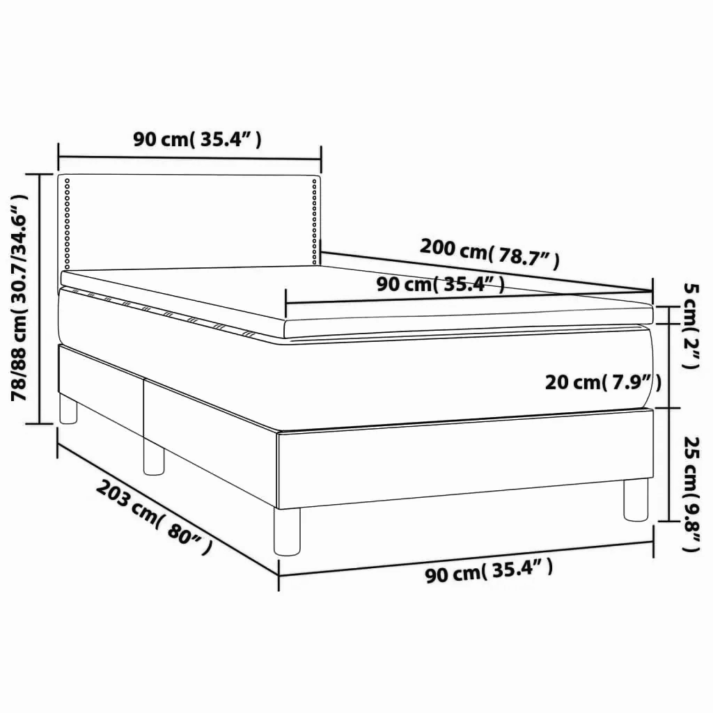 Boxspringbett ''Nailed'' mit Matratze & LED 90x200 cm