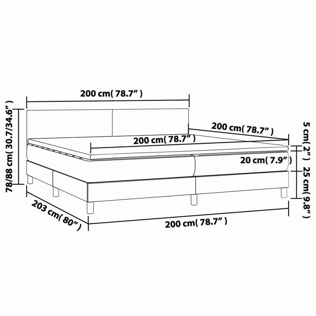 Boxspringbett ''Pure'' mit Matratze & LED 200x200 cm