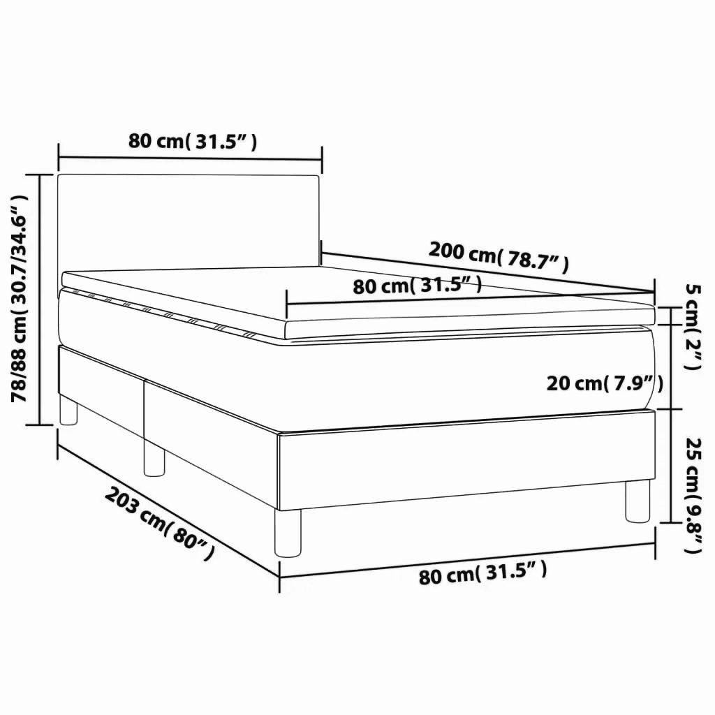 Boxspringbett ''Pure'' mit Matratze & LED 80x200 cm