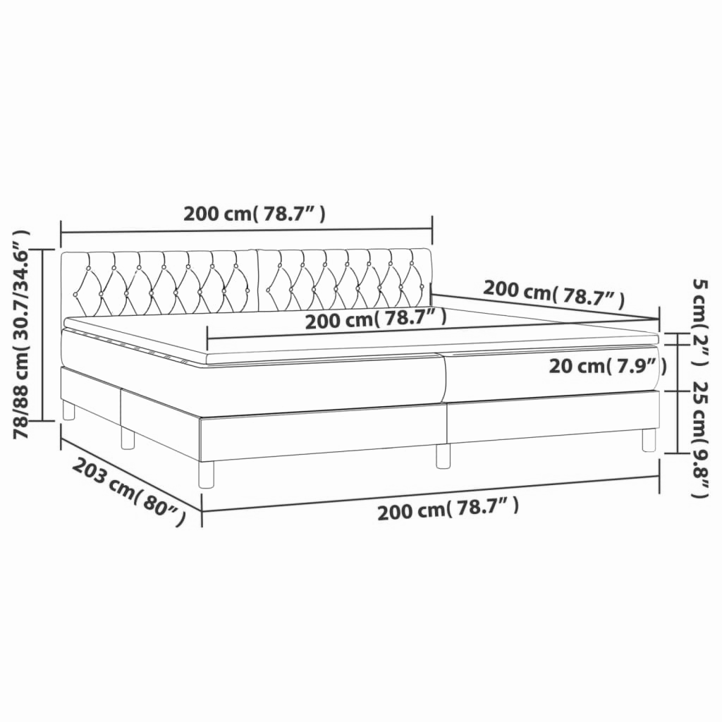 Boxspringbett ''Stitched'' mit Matratze & LED 200x200 cm