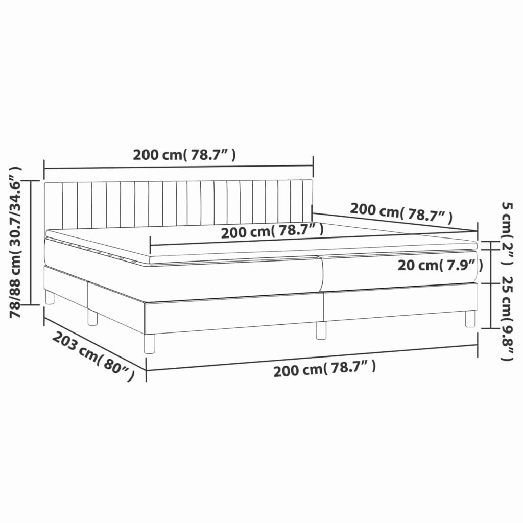 Boxspringbett ''Striped'' mit Matratze & LED 200x200 cm