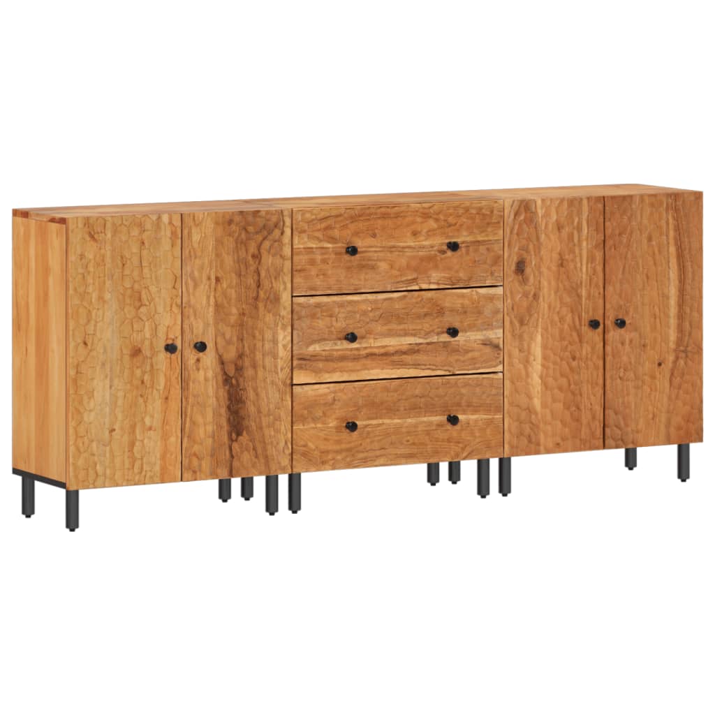 3-tlg. Sideboard 180x33x75 cm Massives Akazienholz