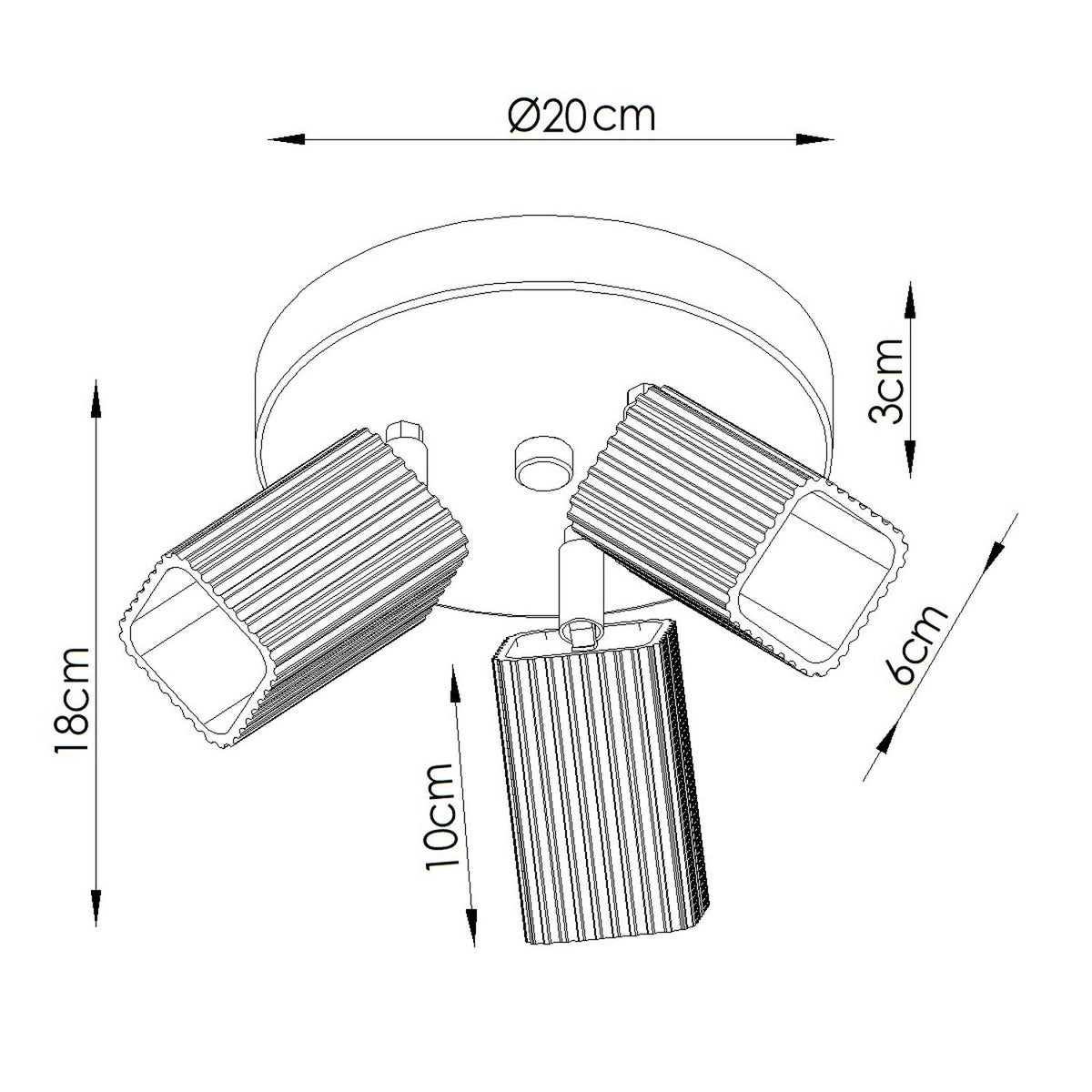 Deckenleuchte "RAYO 3P"