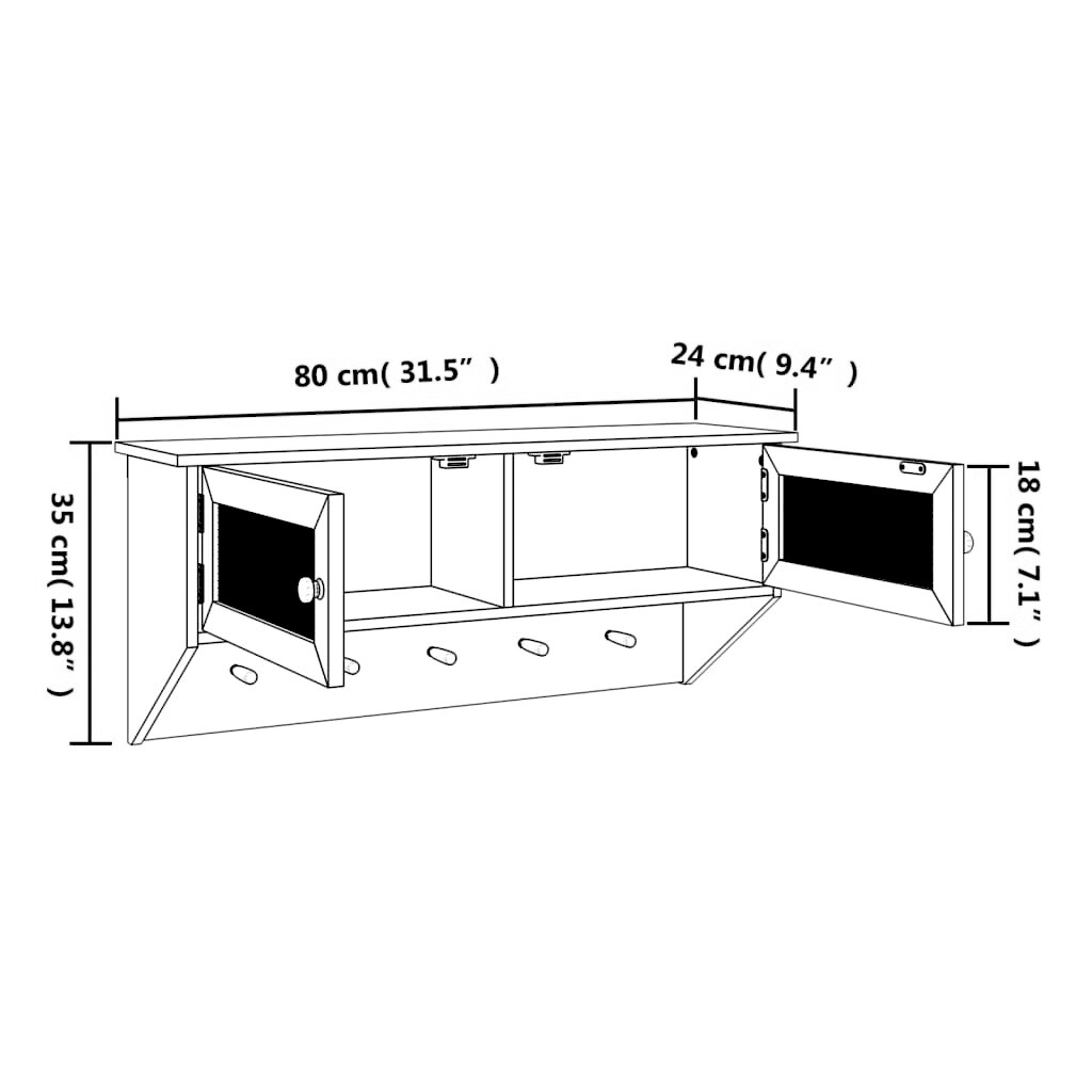 Wandgarderobe mit 2 Fächern Weiß