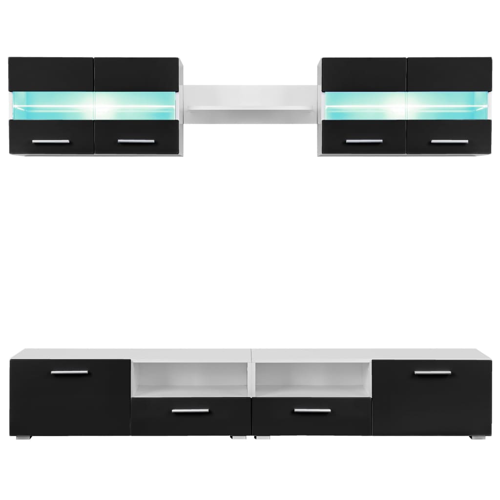 5-tlg. Wohnwand LED-Beleuchtung