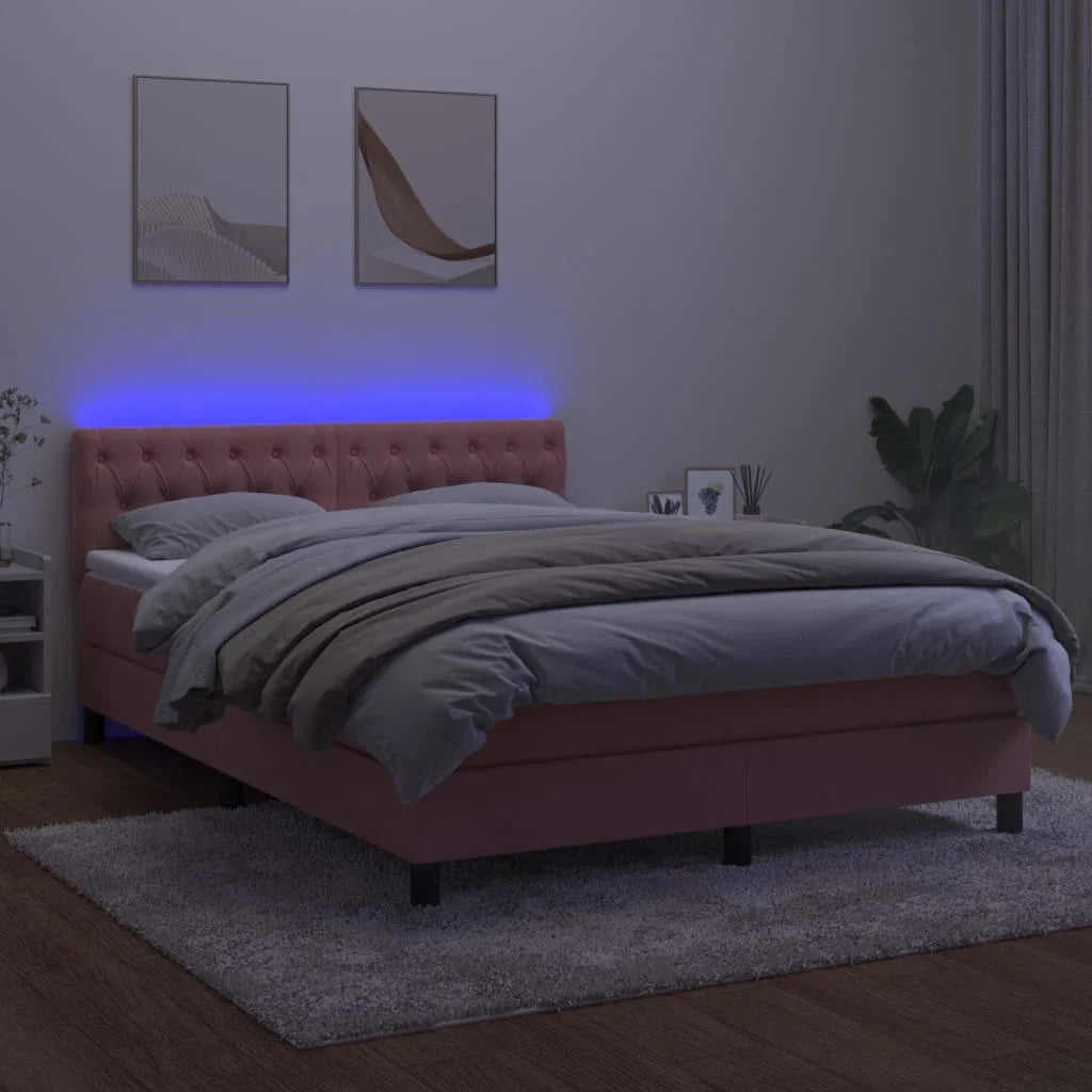 Boxspringbett ''Stitched'' mit Matratze & LED 140x200 cm