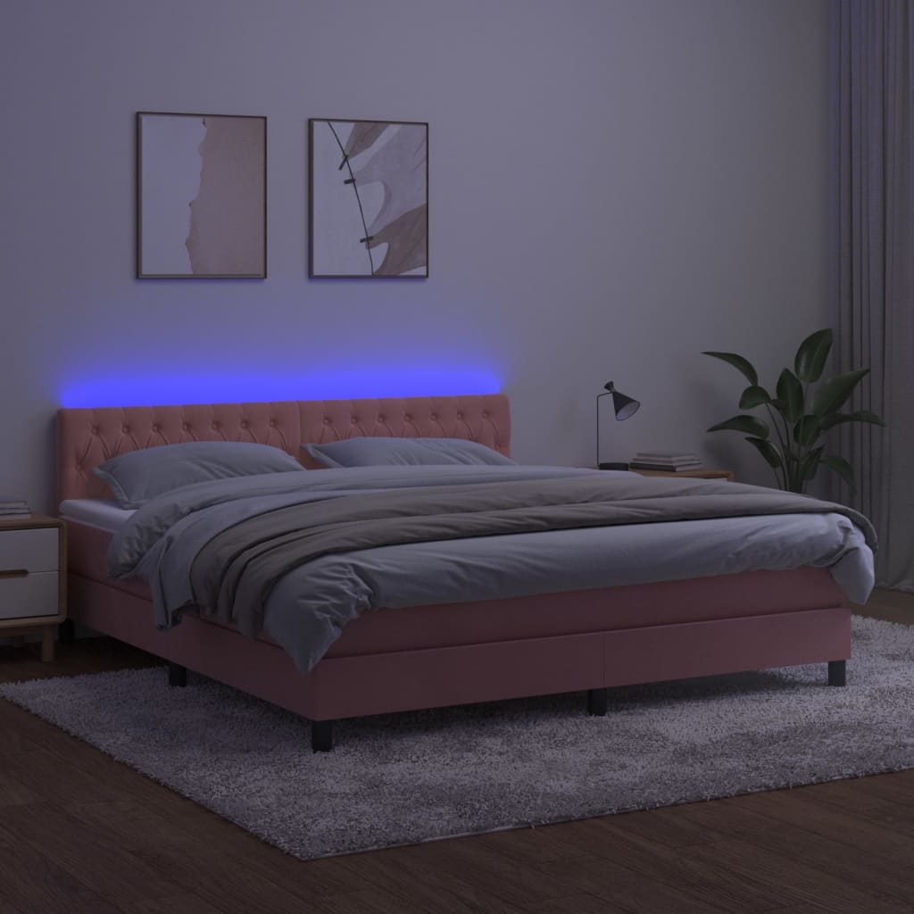 Boxspringbett ''Stitched'' mit Matratze & LED 160x200 cm