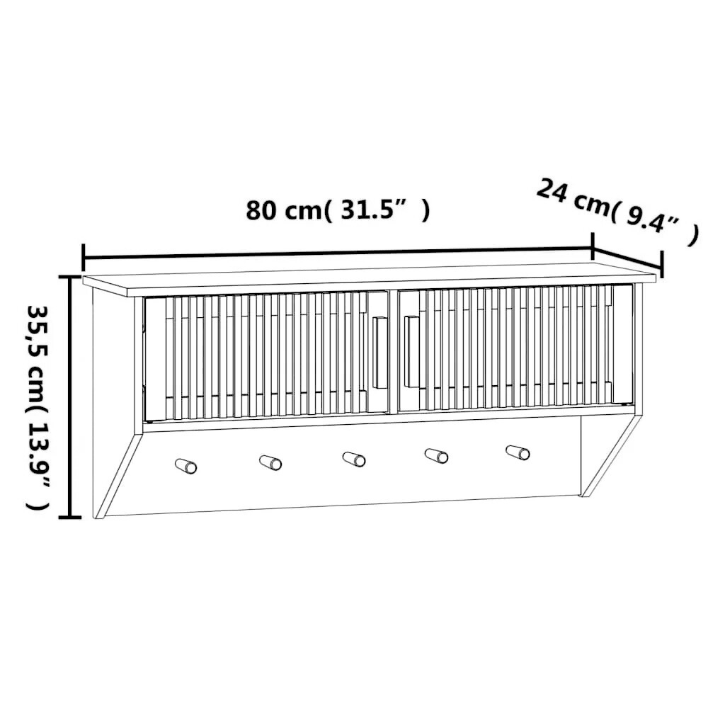 Wandgarderobe mit Haken 80x24x35,5 cm