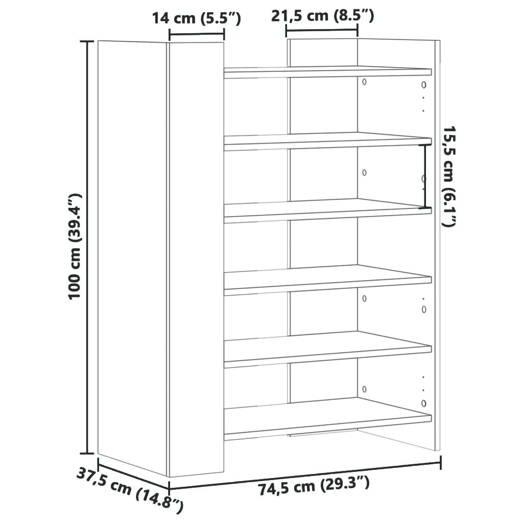 Schuhschrank 74,5x37,5x100 cm