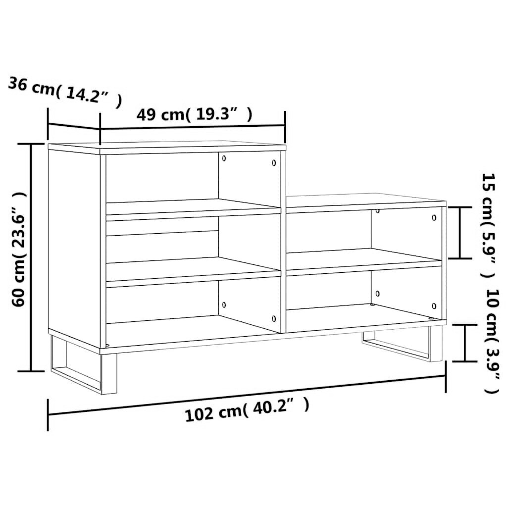 Schuhregal 102x36x60 cm