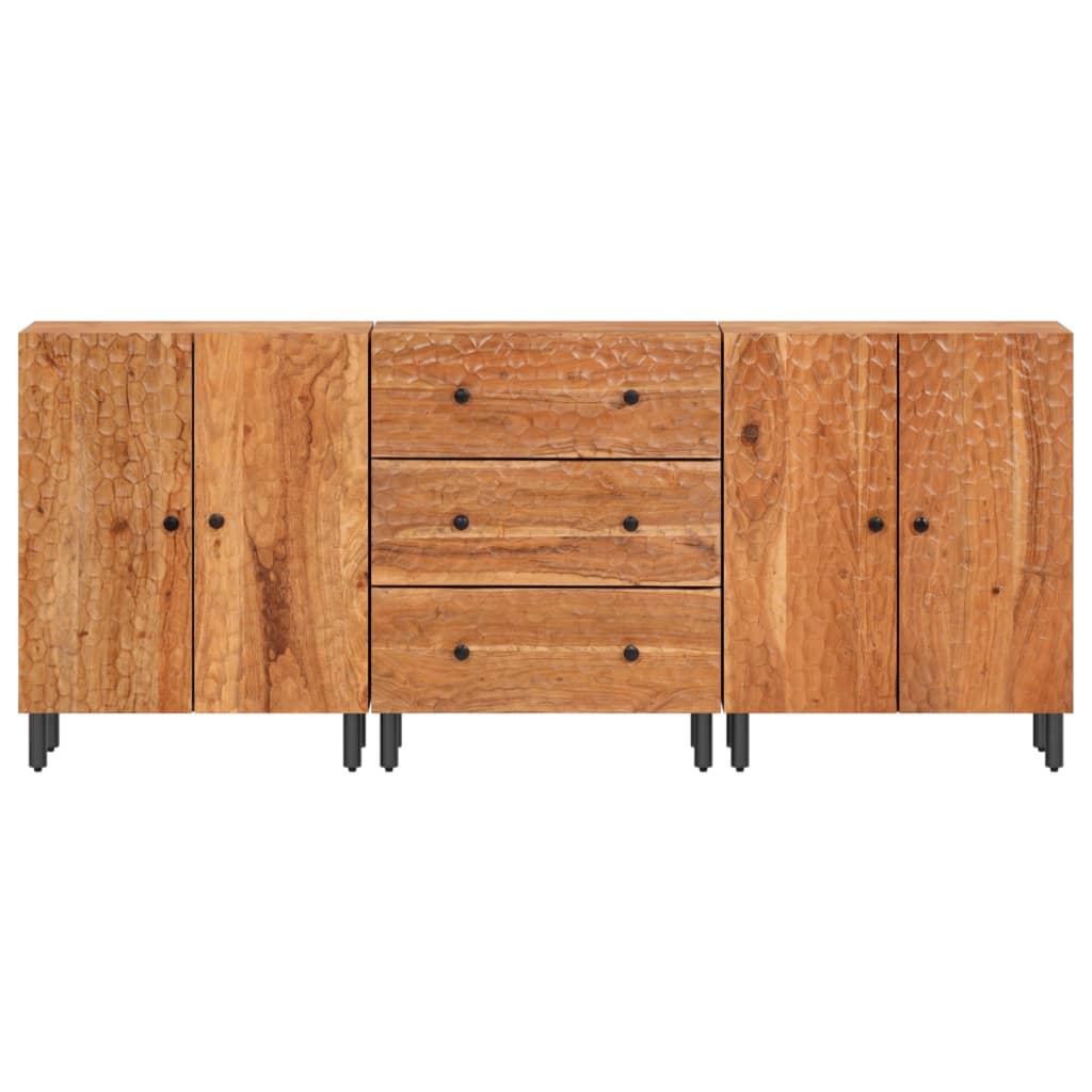 3-tlg. Sideboard 180x33x75 cm Massives Akazienholz