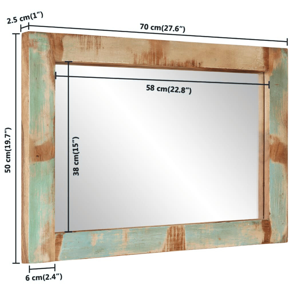 Recycelter Spiegel 70x50 cm Altholz & Glas