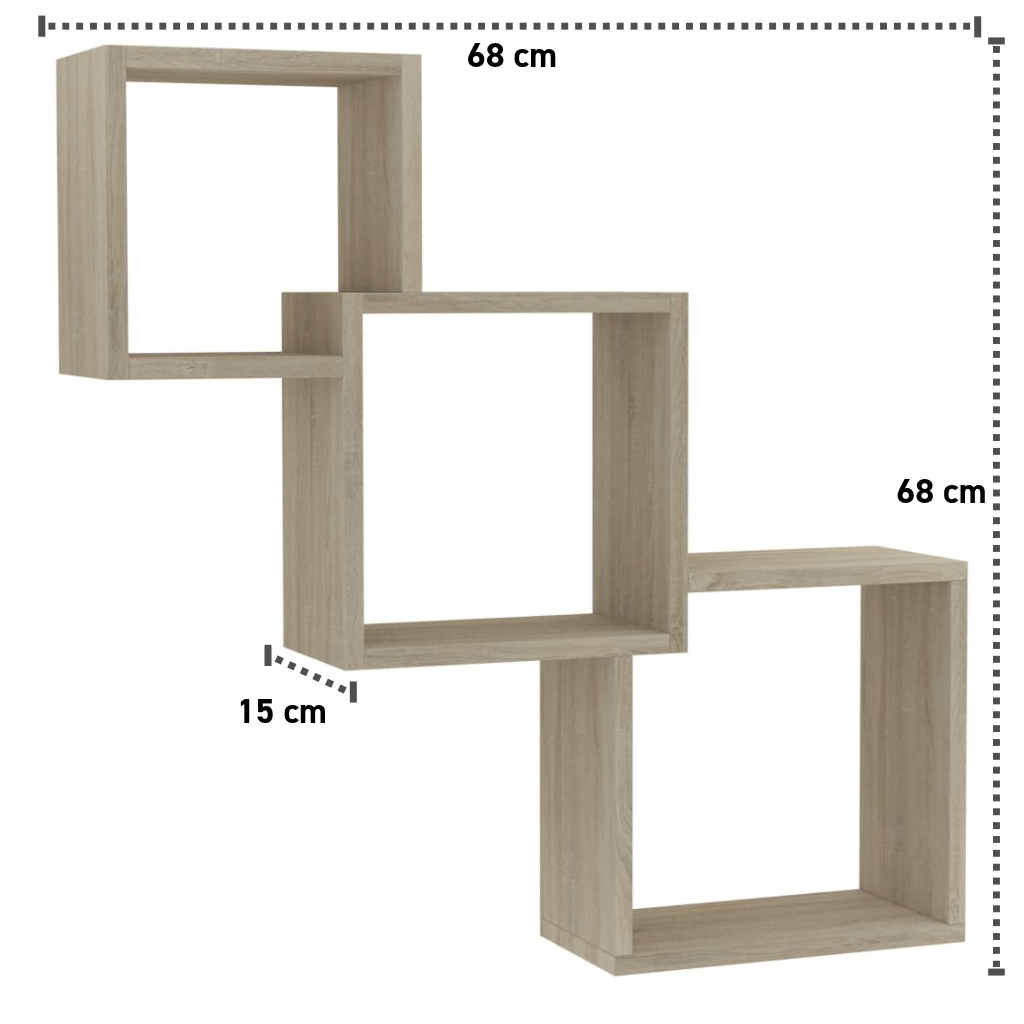 Wandregal 68x15x68 cm