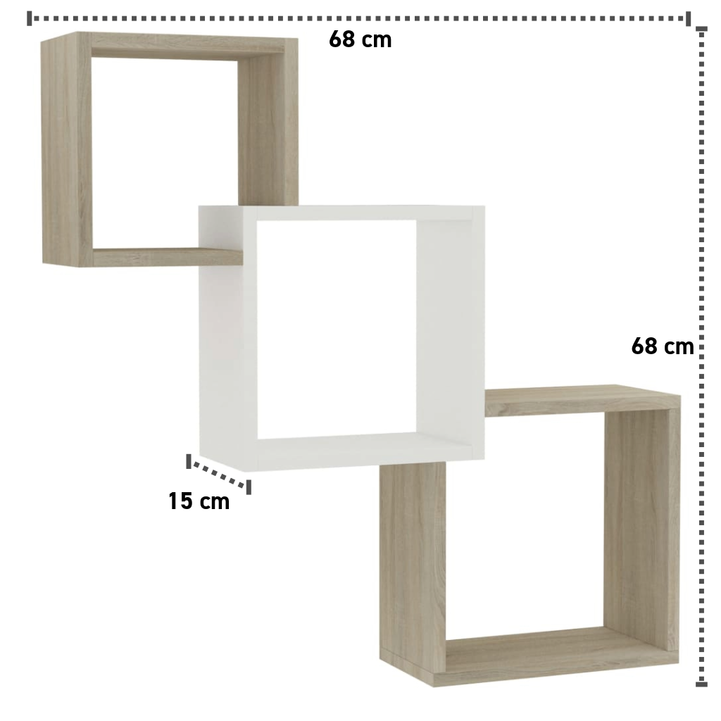 Wandregal 68x15x68 cm