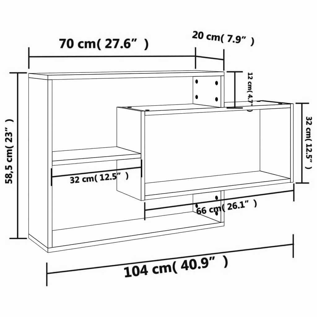 Wandregal 104x20x58,5 cm