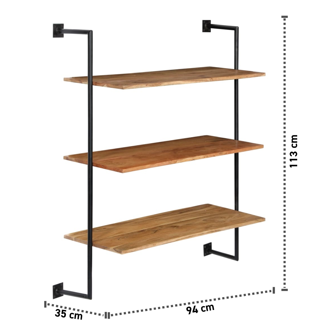 Wandregal 94x35x113 cm Akazienholz