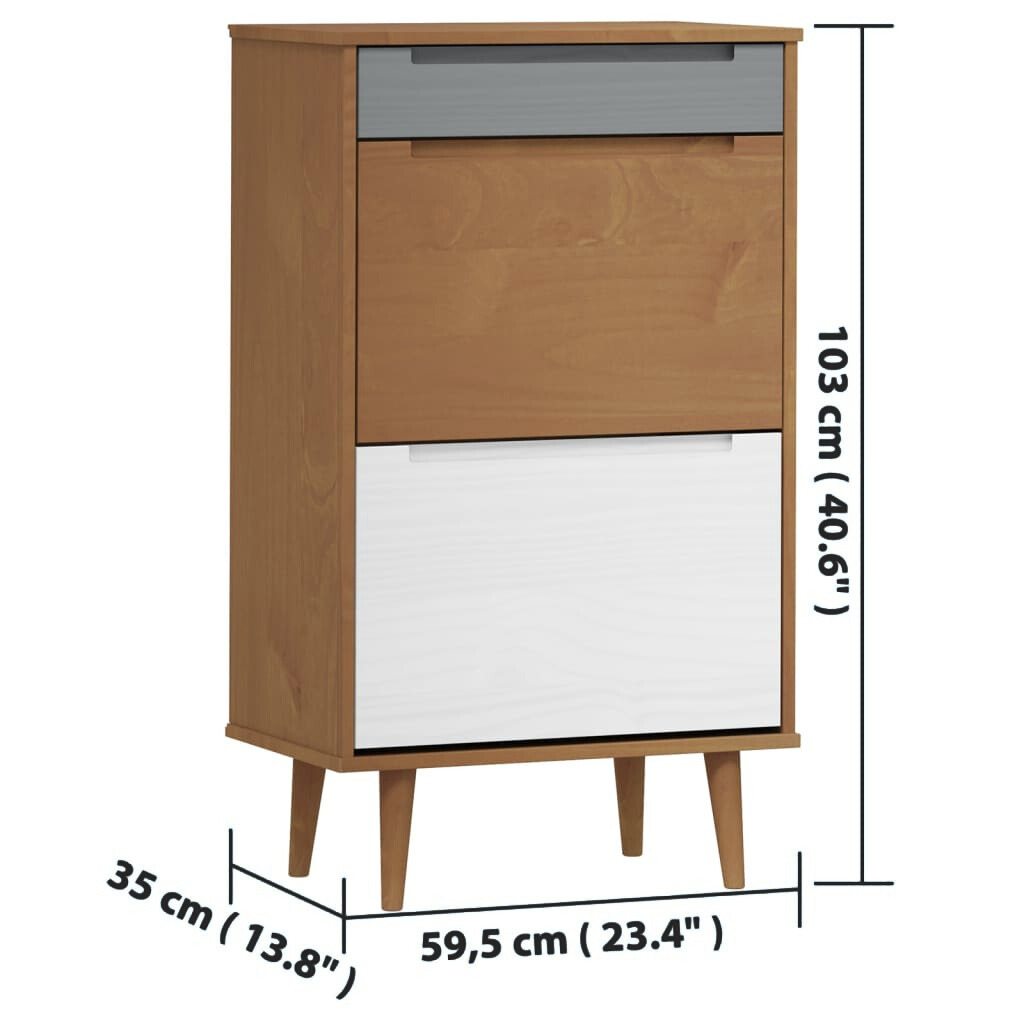 Schuhschrank 59,5x35x103 cm Kiefernholz