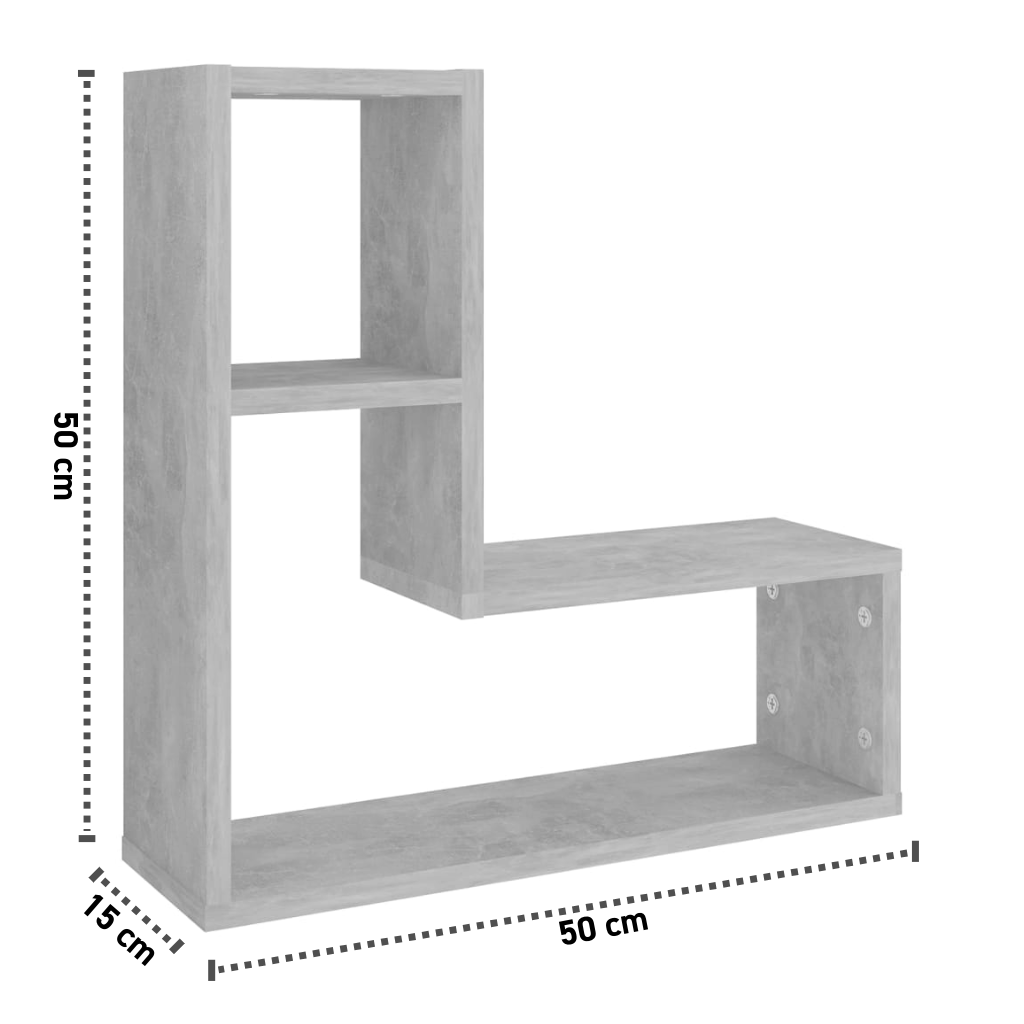 2er-Set Wandregal 50x15x50 cm