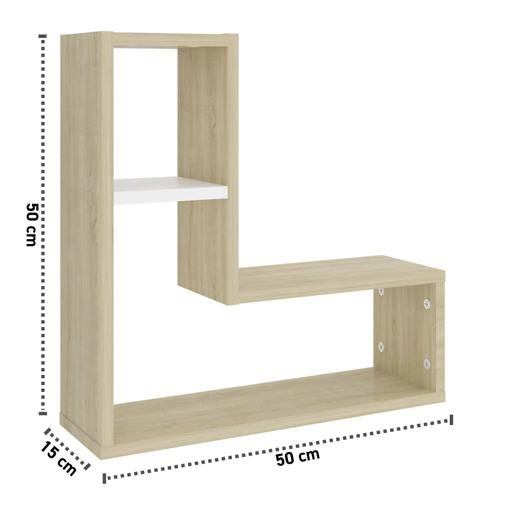 2er-Set Wandregal 50x15x50 cm