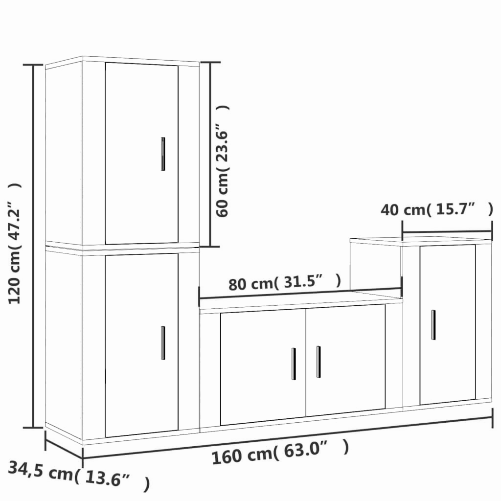 4-tlg. Wohnwand