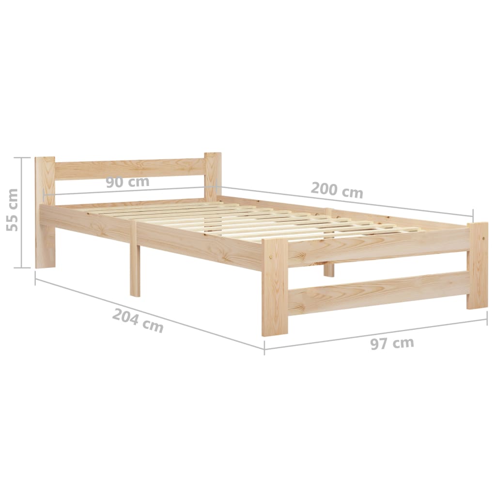 Massivholz-Bettgestell 90x200 cm