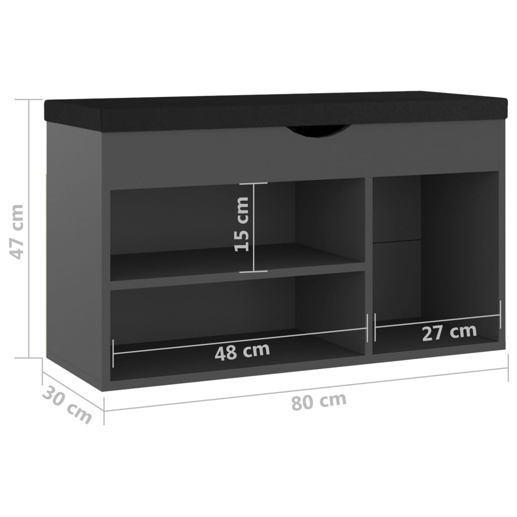 Schuhbank mit Kissen 80x30x47 cm