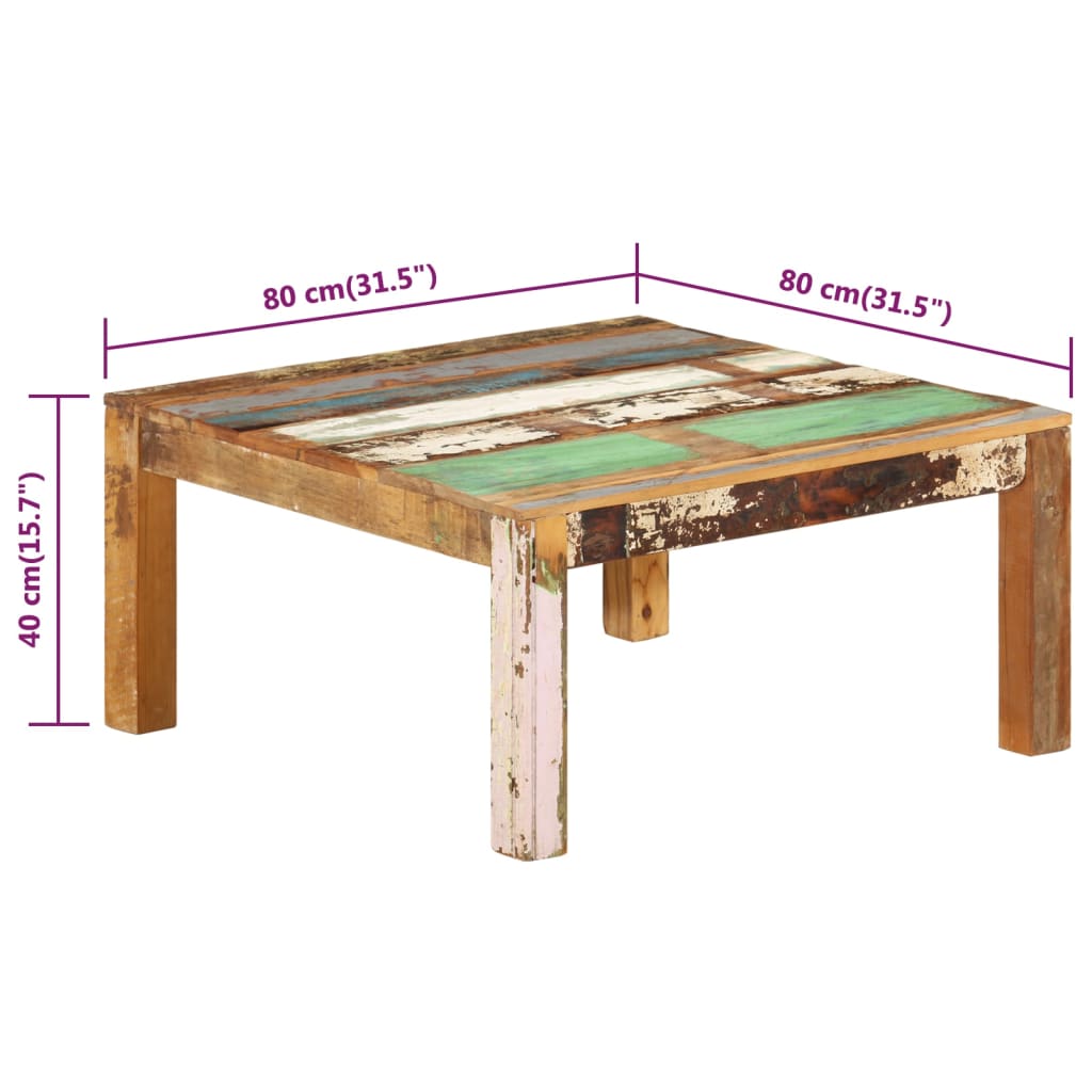 Recycelter Couchtisch 80x80x40 cm Altholz