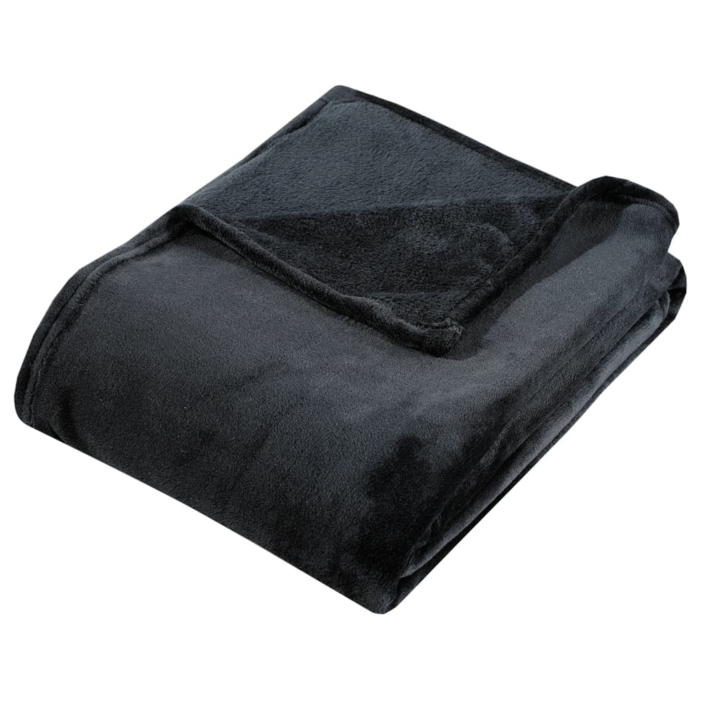 Weiche Schwarze Decke - 100% Polyester, pflegeleicht, warm & dekorativ