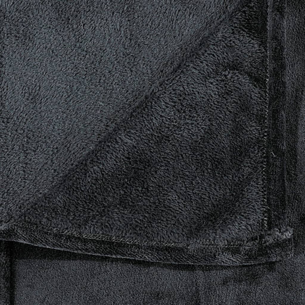 Weiche Schwarze Decke - 100% Polyester, pflegeleicht, warm & dekorativ