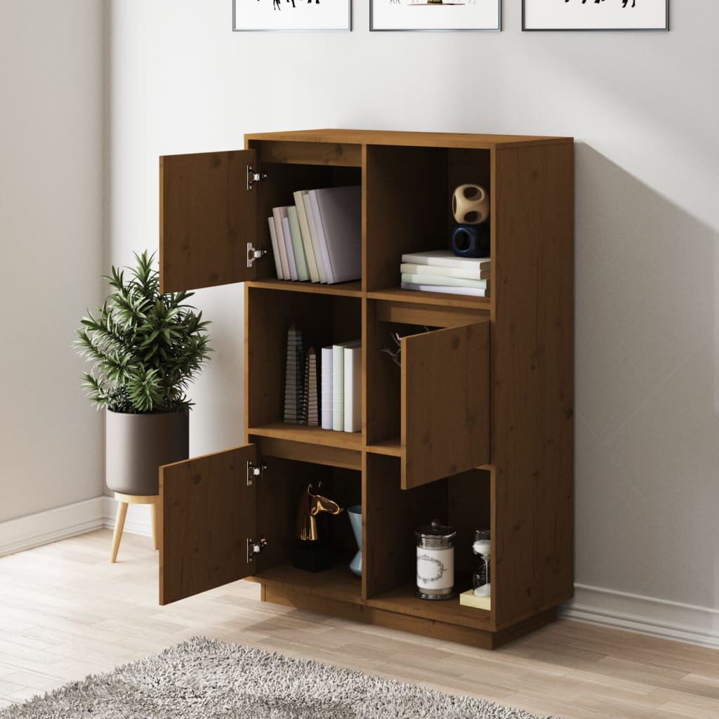 Highboard 74x35x117 cm Massives Kiefernholz